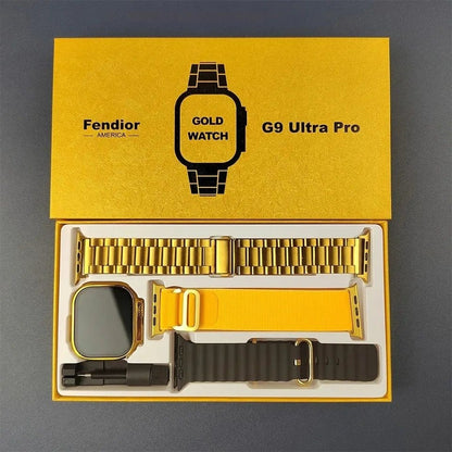 G9 Ultra Pro Smart Watch (golden edition) With 3 Straps